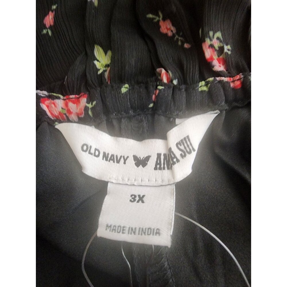 Old Navy x Anna Sui Chiffon Tiered Ruffle Mini Dress 3XL Black and Pink Floral - Picture 3 of 5